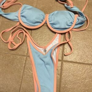 Blue and Pink Bikini Set